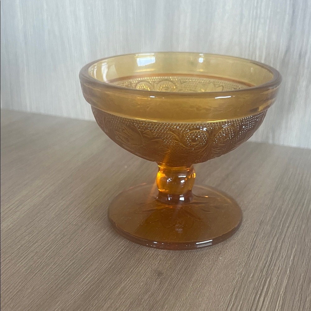 Vintage Indiana Glass Amber Compote Dish